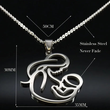 Family Love Mom BABY Breast Milk Pendant Necklace Women Stainless Steel Silver Color Chain Jewelry Mother's Day Gift N435S01