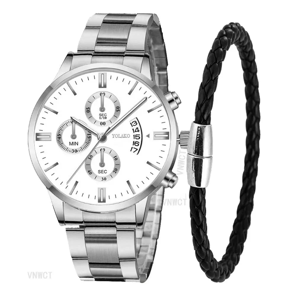 Luxury Men Stainless Steel Watch Calendar Quartz Wristwatch Business Watches Man Clock Relogio Masculino