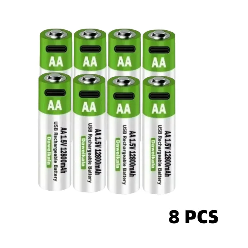 2025 New AA 1.5V USB Rechargeable Li-ion Battery 12800mAh Battery W/Type-C Cable for Toy Remote Control Mouse Electric Battery