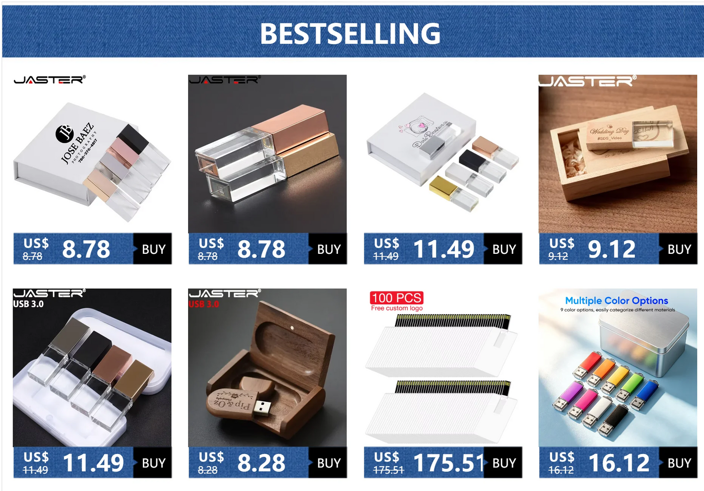10PCS/LOT Crystal USB 2.0 Wedding Gift Flash Drives Free Custom Logo Pen Drive 100% Real Capacity Stick 128GB 8GB 16GB 32GB 64GB