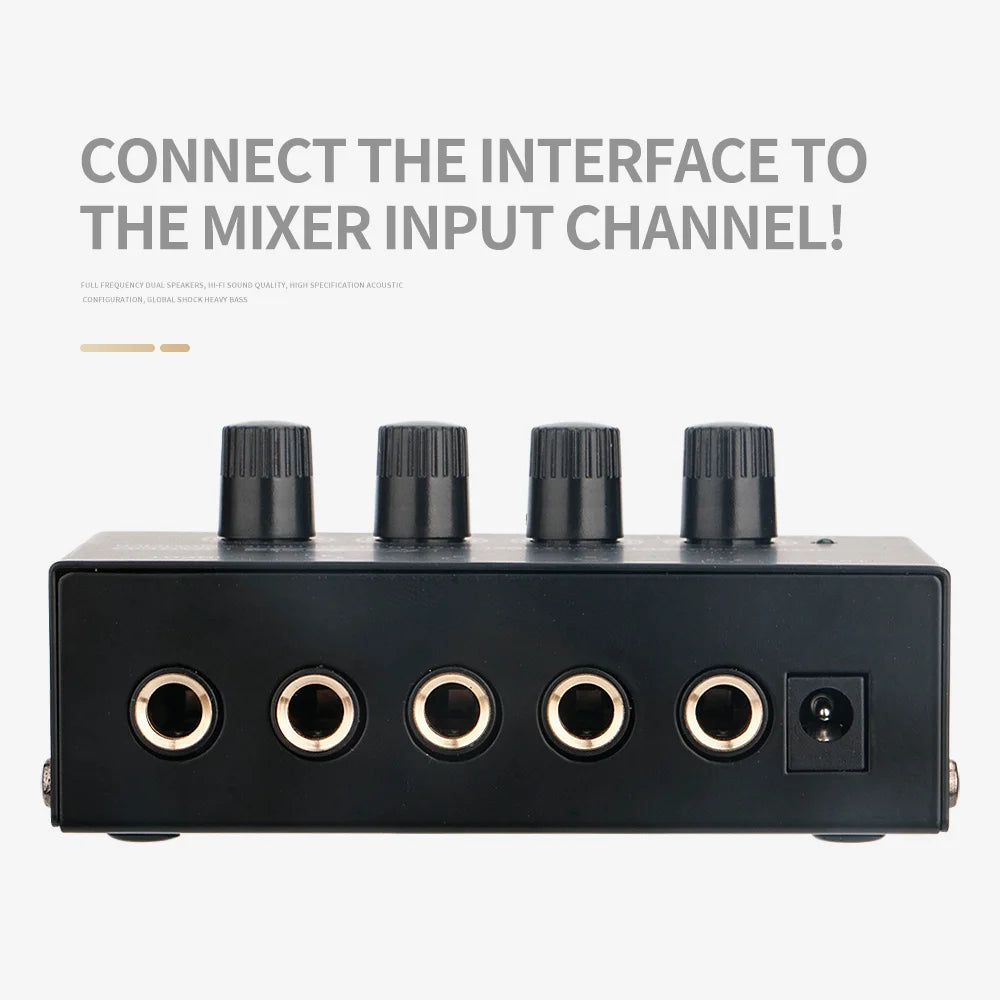 HA400 Ultra-Compact Stereo Audio Amplifier 4 Channels Mini Headphone Amplifier With Power Adapter 10MHz Earphone Amp for Music