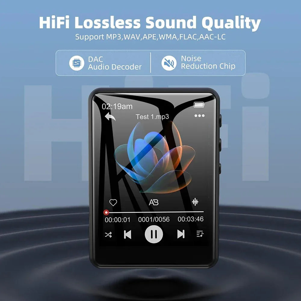 MP3 Player Bluetooth 5.4 Built-in Speaker Hi-Fi Music Player 2.4 Inch Touch Screen MP3 Walkman Video FM Radio Recording Camera