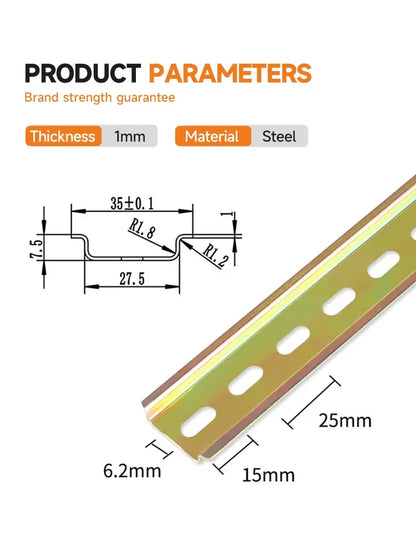 Universal Type DIN Rail 1mm Thickness 10-50cm Length for C45 Circuit Breaker Terminal Blocks Relay AC Contactor Guide Rails