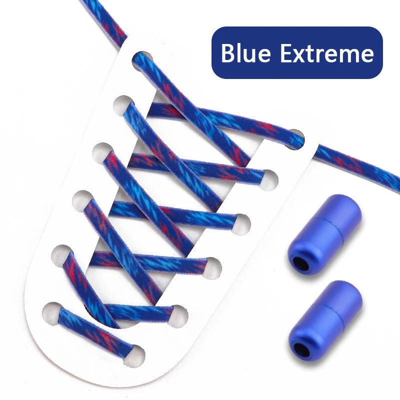 Frosted Capsule Buckle No Tie Shoelace Round Elastic Shoe Laces Sneakers Gradient Colorful Shoelace Without Ties for Kids Adult