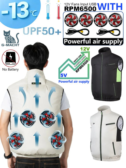 G-MACHT Summer Breathable Wearable Cooling 2-3-4Fans Vest Ice Cooling Air Conditioner Clothes For Outdoor Fishing Heat Resistant