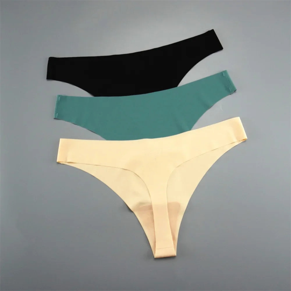 7 PCS/Set Fast Send Seamless Thong Women G String Sexy Ice Silk Panty Female Underwear Fitness Panties Plus Size