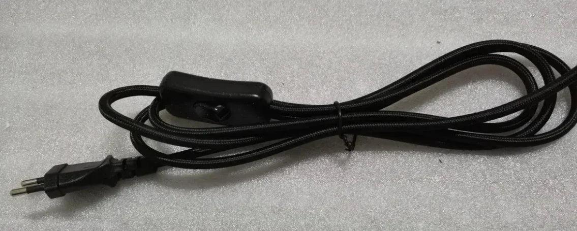 2m AC 220-250V EU Power Cord with Switch Fabric Covered Electrical Power Cable For DIY Table Lamp Cord