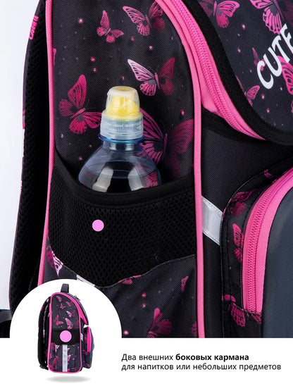 Orthopedic School Backpack For Girls Cartoon Cat Primary School Grade 1 Students Bags Kids Satchels Female Bookbag 7-9 Years
