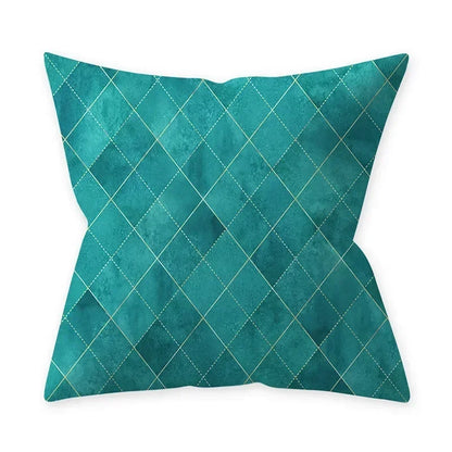 Housse de coussin bleu turquoise, coussins décoratifs pour canapé, housses de coussin géométriques en polyester, 45 x 45 cm, coussins décoratifs, taies d'oreiller simples