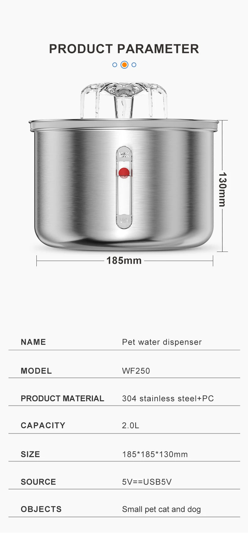 Stainless Steel Pet Water Feeder Cat Automatic Water Fountain USB Electric Mute for Cat Dog Filter Fountain Smart Drinking Bowl