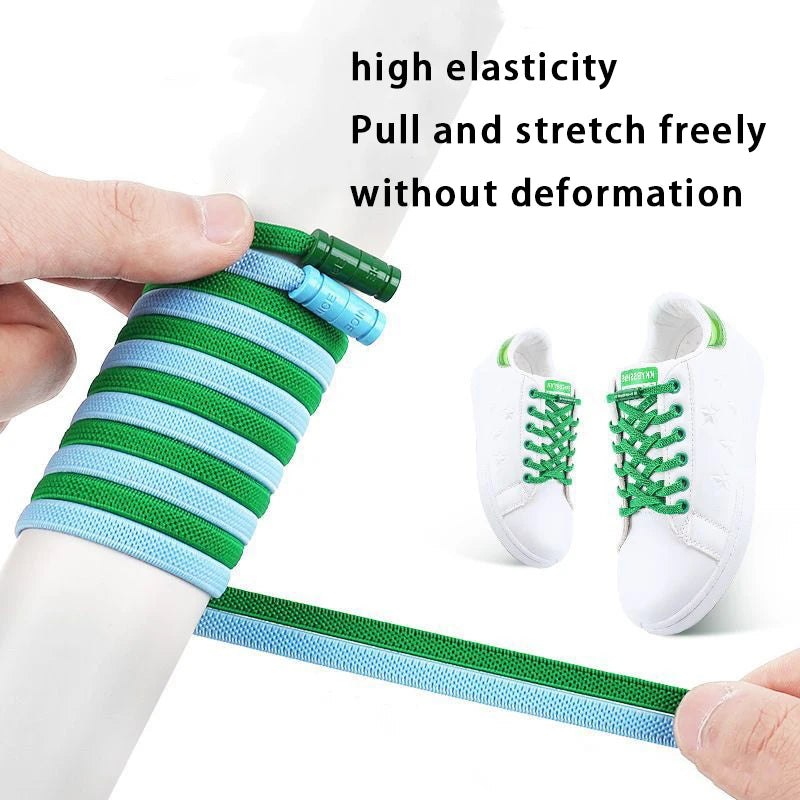Elastic Laces Sneakers No Tie Shoe laces Colorful Capsule Lock Shoelaces Without ties Kids Adult 0.6cm Flat Shoelace 1Pair/2Pair