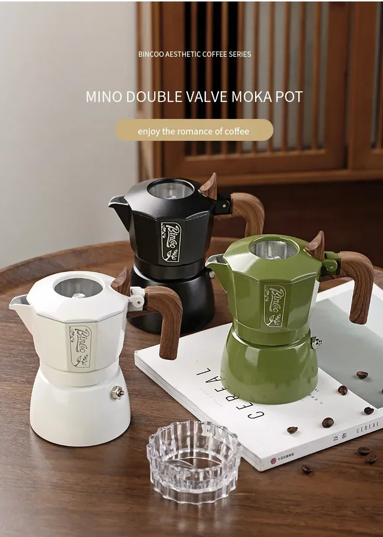 Bincoo Dual Valve Moka Pot Espresso Maker Electric for Home Camping Coffee Extraction Tool Italian Barista Tool Espresso Machine