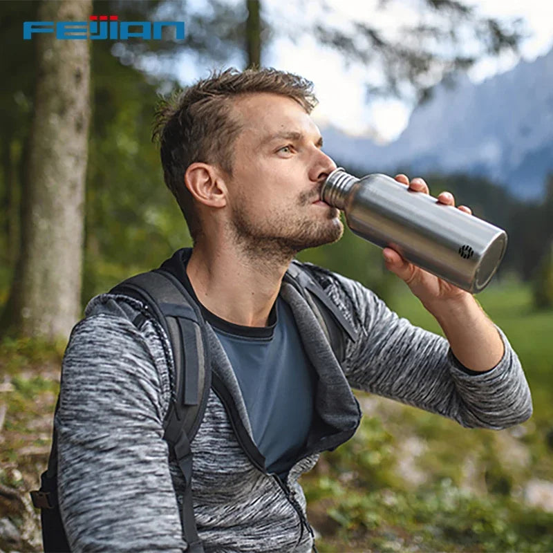 Fjbottle 2L Portable Water Bottle Stainless Steel Cycling Sports Water Bottle Leakproof BPA Free Large Capacity with Bottle Bag