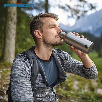 Fjbottle 2L Portable Water Bottle Stainless Steel Cycling Sports Water Bottle Leakproof BPA Free Large Capacity with Bottle Bag