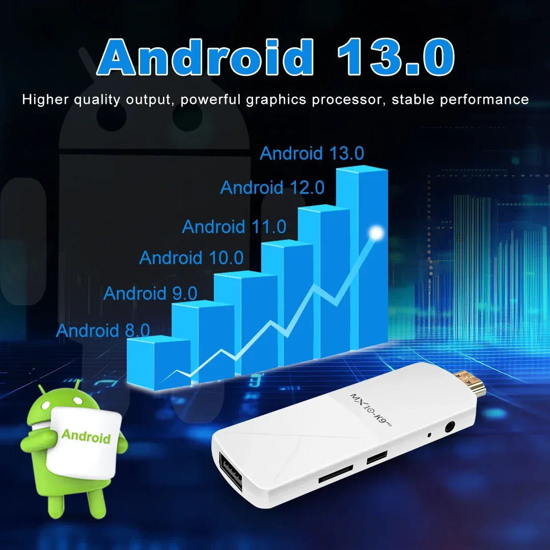 Smart TV Stick MX10 K9PRO Android 13 Dual-Band WiFi2.4G+5G BT5.0 Support Voice Control 2GB+16GB Chromecast TV Stick