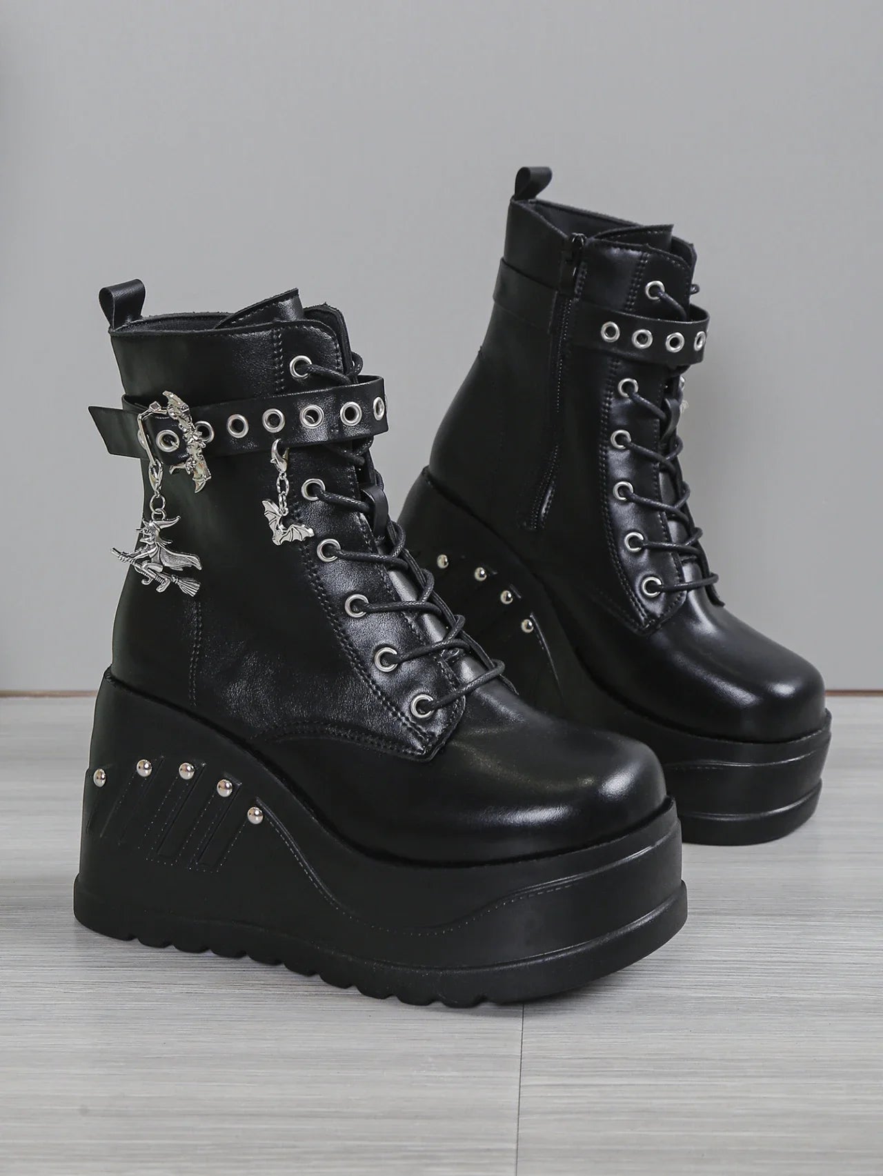 2024 New Boots for Women Fashion Hot Sale Punk Goth Platform Heels Wedge Women's Boots Casual Goth Punk Size 43 Women's Shoes