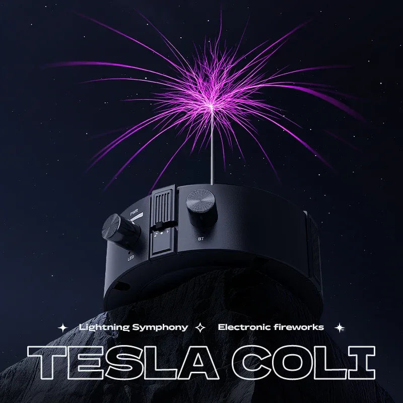 Tesla Coil Arc Music Box - Wide Voltage 110-240V, Bluetooth 5.3 Wireless+SD Card Lightning Purple Visual Arrangement.