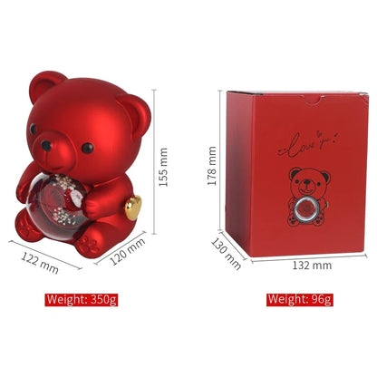 Cute Teddy Bear Design Jewelry Box for Girlfriend, Wife, Mother's Day, Birthday, Valentine's Day Surprise Heart Necklace