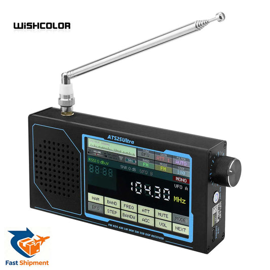 Wishcolor ATS25 ULTRA FM SW SSB MW LW AIR SDR Receiver Aviation Band Receiver Supports Bluetooth WiFi with 4-inch Touch Screen