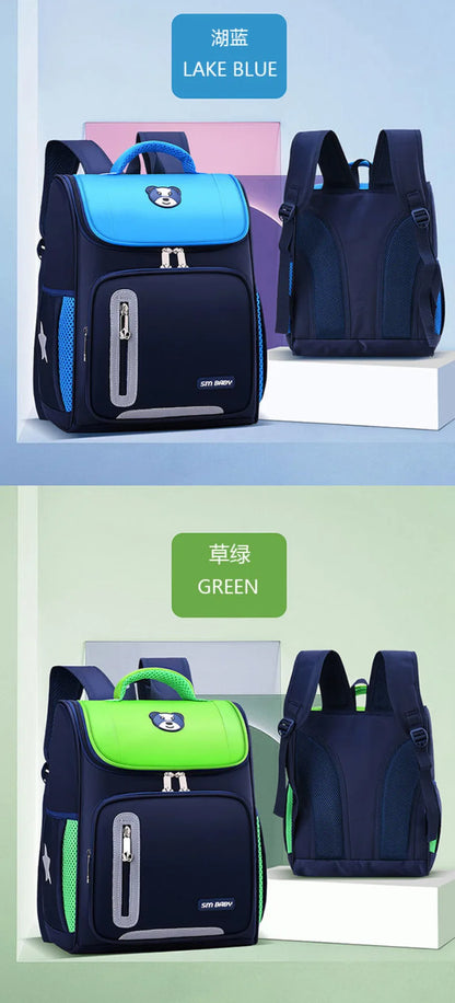 Lightweight Kids Backpack 1 3 6 Grade Spine Protection Reflective Space School Bag for Elementary Students
