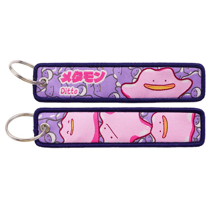 Kawaii Japanese Elf Anime Embroidery Key Fobs Key Tag Motorcycles Cars Backpack Chaveiro Keychain Fashion Keyring Friends Gifts