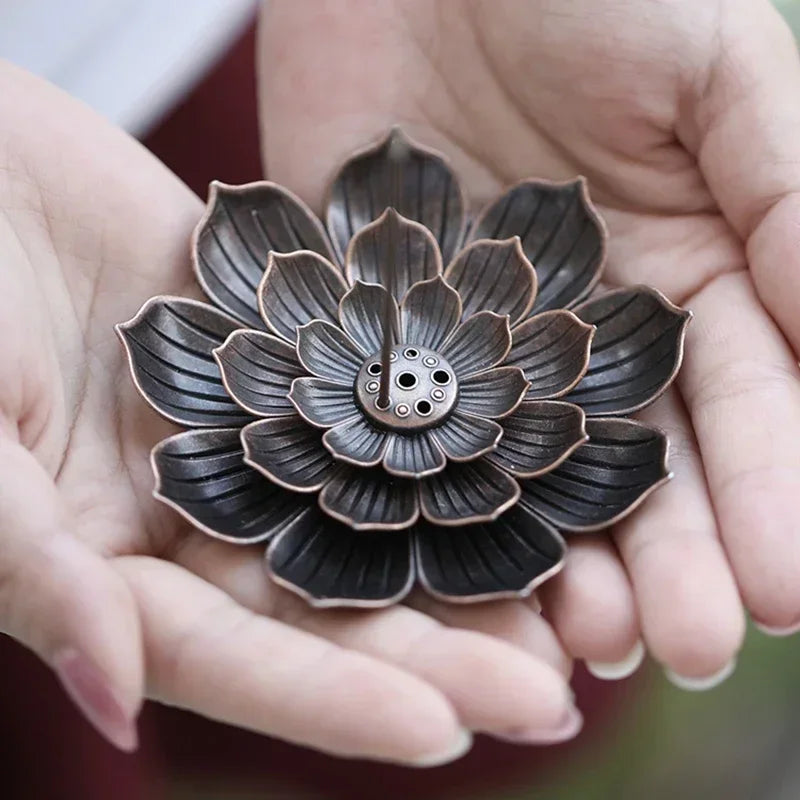 Incense Stick Holder Alloy Lotus Line Incense Burner Yoga Sage Sandalwood Coil Base Bronze Crafs Home Decor Christmas Gift