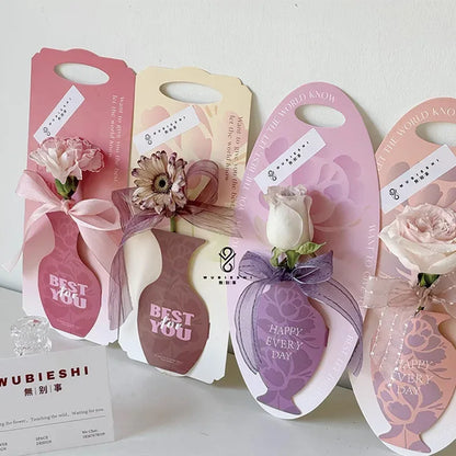 10Pcs Mother's Day Flower Box Creative Vase Shape Single Bouquet Flower Arrangement Handbag Valentine's Day Wedding Gifts Decor