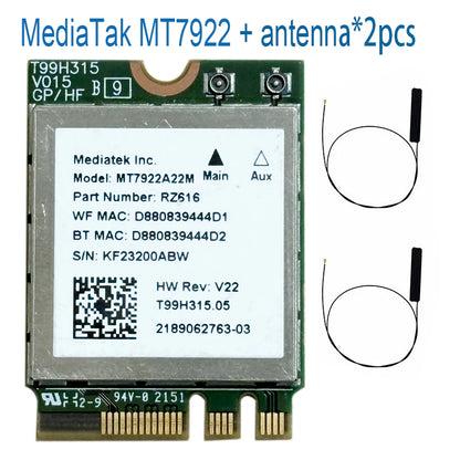 Wi-Fi 6 MT7922 Wireless LAN Card 2400Mbps Wifi Card 2.4/5/6G Dropship