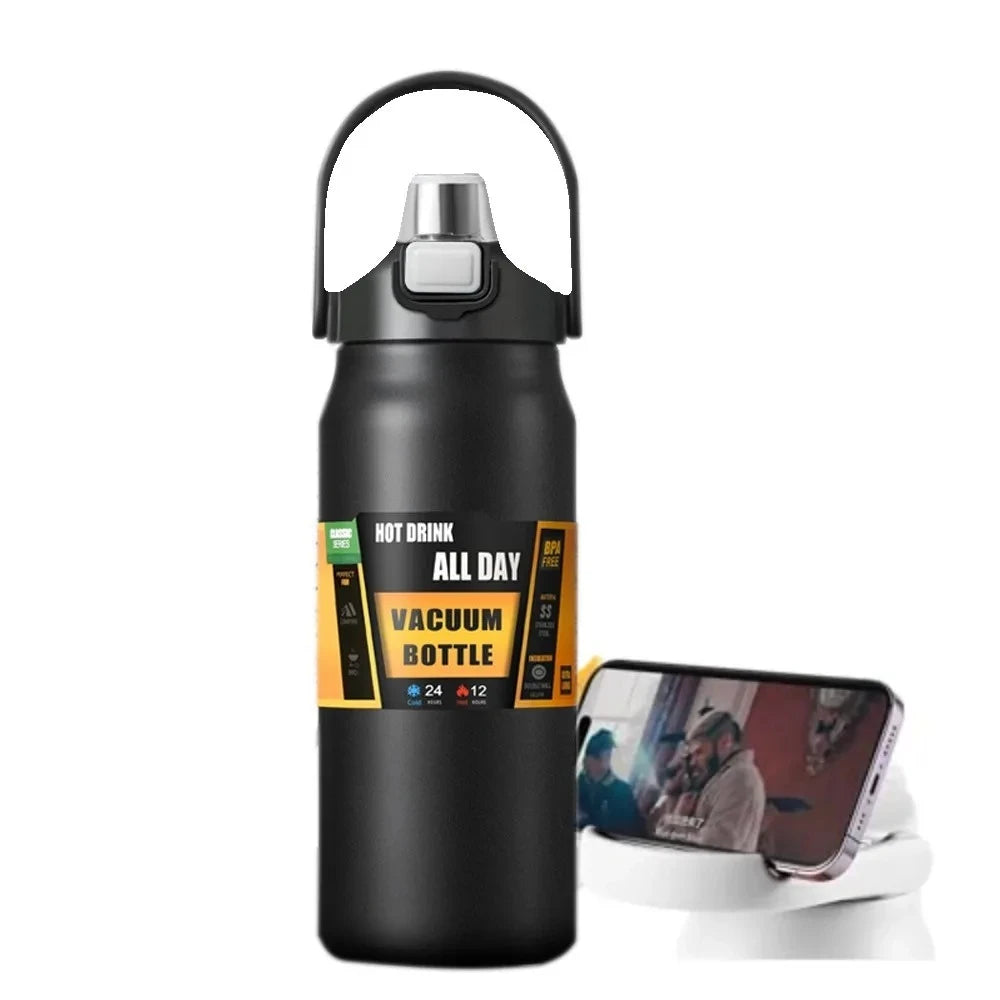 LargeCapacityOutdoor SportsThermos Bottle Portable Water Bottle Stainless Steel Vacuum Insulation with Straw 800ml/1000ml/1500ml