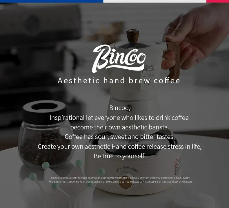 Bincoo Dual Valve Moka Pot Espresso Maker Mocha Pot Brewed Coffee Pot 220V Electric Stove Concentrated Extraction Barista Tools