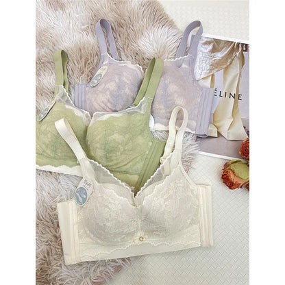 Victoria Style Lace Bra Large Chest Minimizer Ultra Thin Cup Wireless Comfort Push Up Sexy Lingerie Seamless No Underwire MOYISU