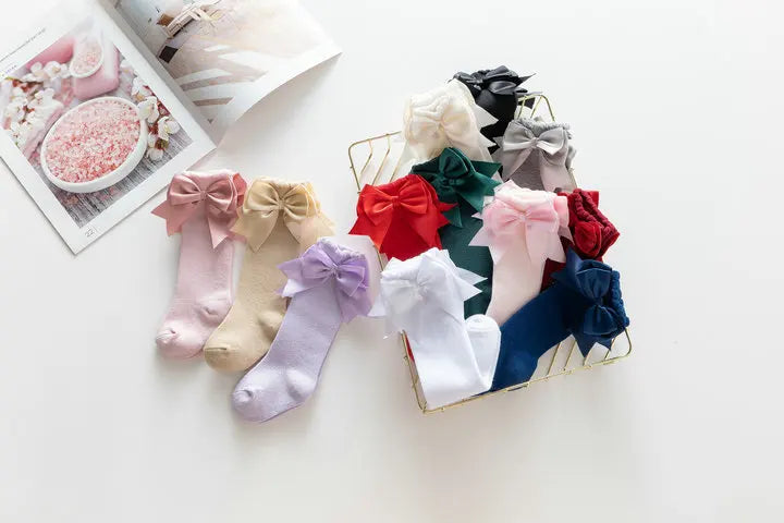 Winter Autumn Kids Knee High Socks Baby Girls Cotton Socks Big Bow Soft Toddlers Princess Children Long Socken For 0-5Years