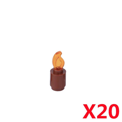 MOC Medieval Campfire Building Block Flame Wave Candle Transparent Wine Bottle Educational Toy Compatible Accessories Brick K054