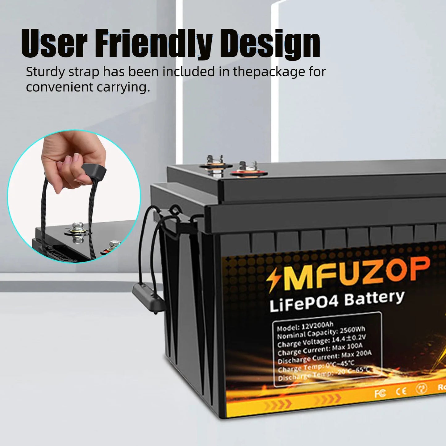 MFUZOP  12V 100Ah 200Ah 300Ah  LiFePO4 Battery Intelligent BMS System 1280Wh 2560Wh 3840Wh Deep Cycle for Solar Storage System