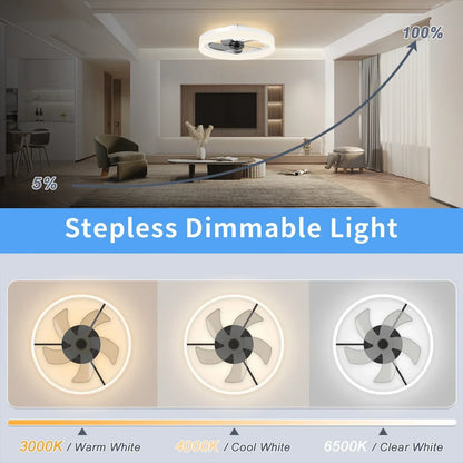 Modern Smart Fan With Lights Winter Infinitely Dimmable Summer Reversible Dual Modes For Living room Bedroom Kitchen