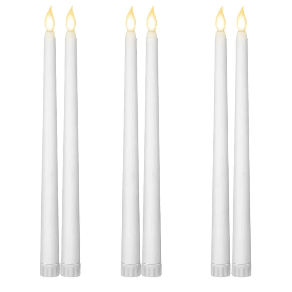 6/12Pcs LED Flameless Taper Candles Tapered Candle Battery Operated Warm White Flickering Flame Handheld Candlesticks Home Decor