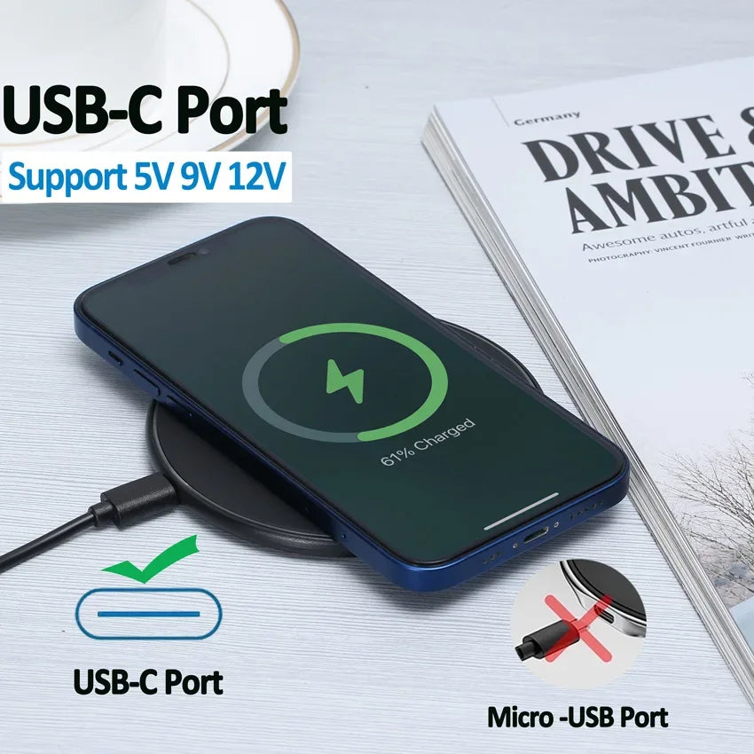 50W Wireless Charger Pad For IPhone 16 15 14 13 12 Pro XS Max 8 Upgrade Fast Wireless Charging Station For Samsung Xiaomi Huawei
