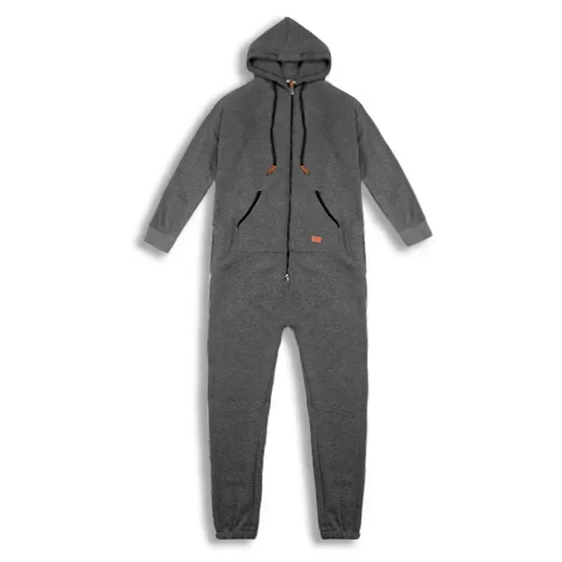 New Custom Design Jumpsuit Pajamas Long-sleeved sports pants solid color splicing casual sweater men's zipper hoodie