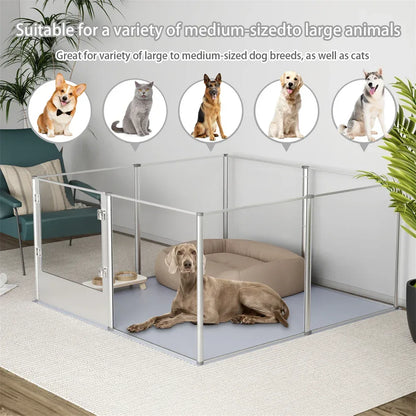 1Pc Large Acrylic Dog Playpen Cage Whelping Pen Box Indoor Enclosure Pet Clear Fence Puppy Playpen with Waterproof Fertility Pad