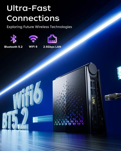 KAMRUI Mini Gaming PC AMD Ryzen7 H255 32GB LPDDR5 1TB M.2 PCIe SSD Wifi6E BT5.2 2.5GLAN Radeon 780M 8K Win11pro Desktop Computer
