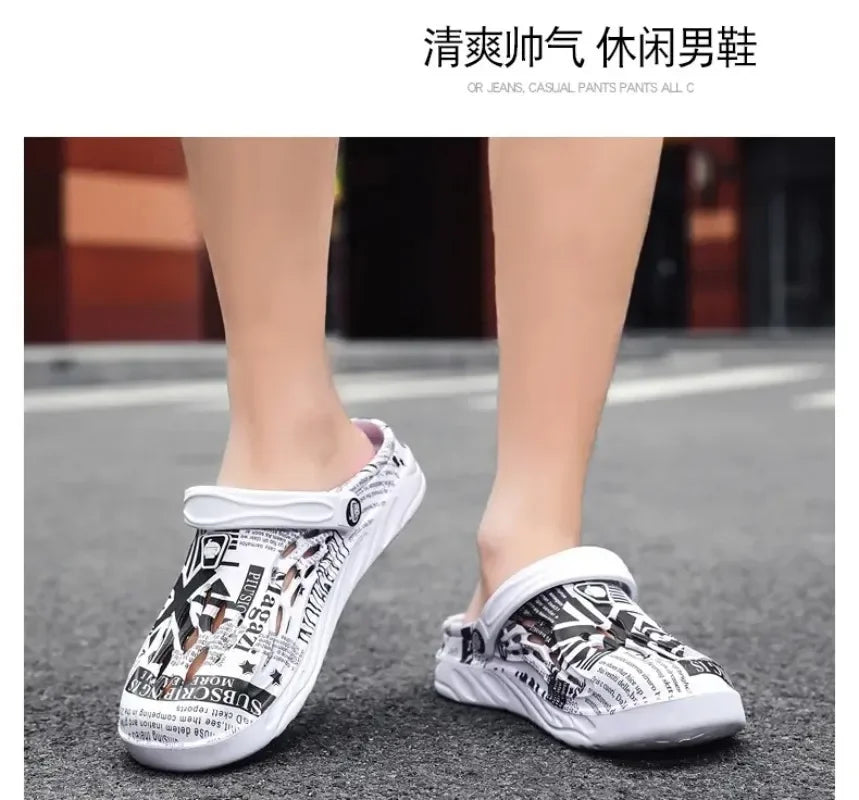 Plus Size 49 Men Non-slip Sandals Clogs Men and Women Home Beach Slippers Breathable Lightweight Men Outdoor House Slides