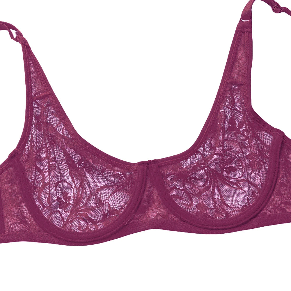 Bras For Womens Black Lace Sheer Bralette Bra Underwired Underwear Floral Homosexual Sexy Lingerie Brassiere A B C D DD Cup