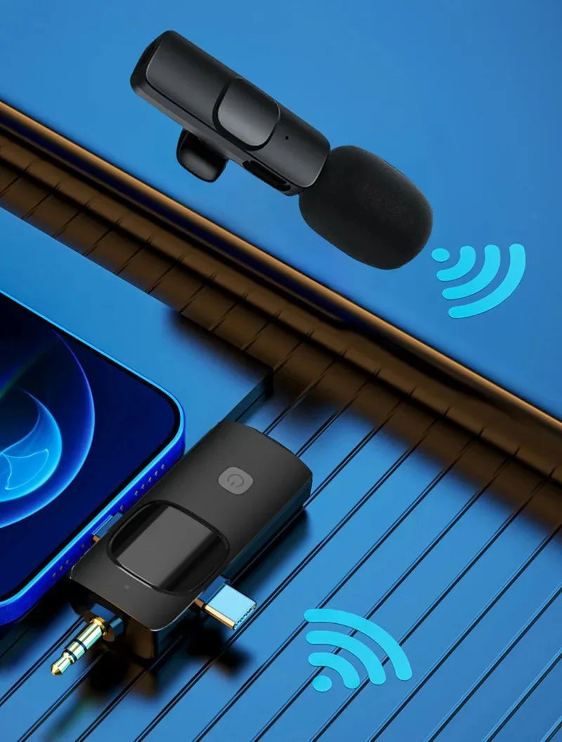 3in1 Wireless Microphone for iPhone Android Cameras Wireless Microphone for Interviews Vlog Noise Cancelling Lavalier Microphone
