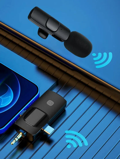 3in1 Wireless Microphone for iPhone Android Cameras Wireless Microphone for Interviews Vlog Noise Cancelling Lavalier Microphone