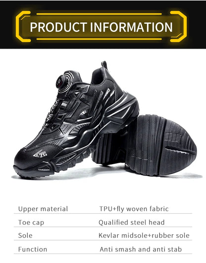 High-quality Safety Shoes Men Steel Wire Rotary Buckle Work Sneakers Indestructible Shoes Anti-smash Anti-puncture Work Shoes