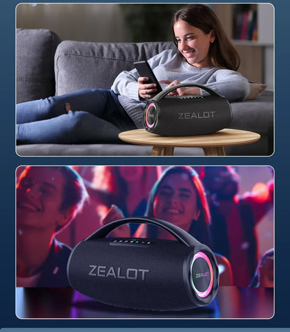 ZEALOT S97 80W Wireless speaker, Outdoor Portable Subwoofer Speaker, Hifi Sound quality,Dual Pairing, Fast Charging,16000mAh.