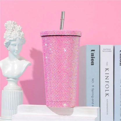 500ml/750ml Rhinestone Thermos Bottles Insulated Shining Glitter Coffee Cup Reusable Creative Stainless Steel Water Bottle Girl