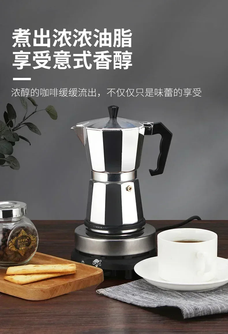 New 50ml-600ml Moka Pot Aluminum Household Electric Burner Stove Top Espresso Percolator Coffee Maker Coffee Extraction Pot