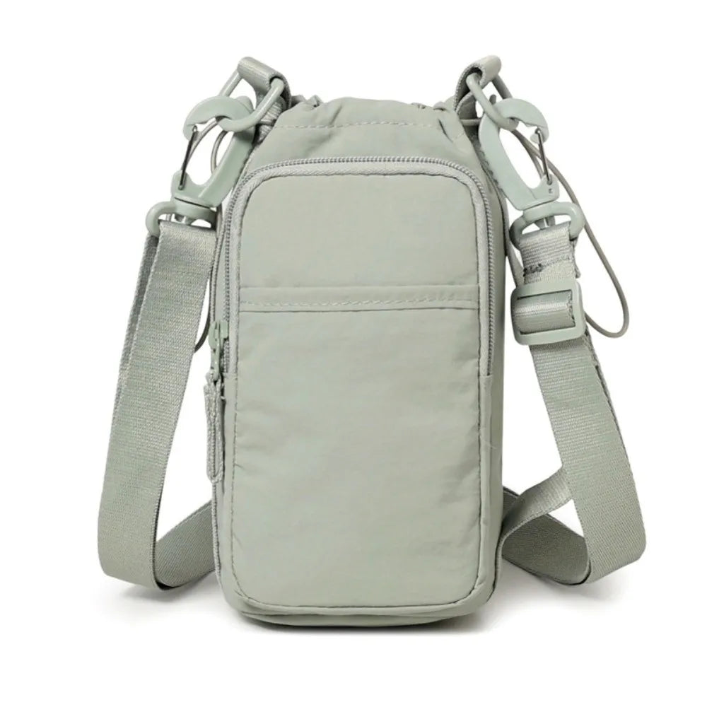 Adjustable Strap Nylon Water Bottle Storage Bag Phone Pocket Nylon Material Portable Water Bottle Bag Protective Cover