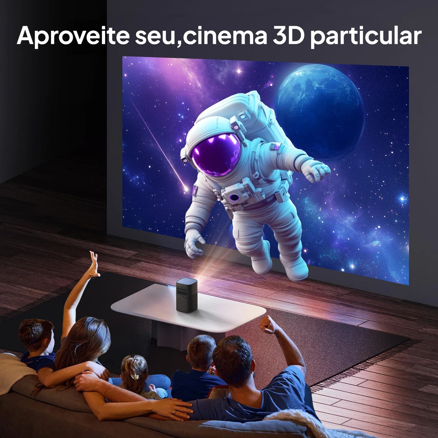 VEVSHAO V30 1080P Portable LED DLP Projector with Built-in Battery Smart Wifi Android System 3D Ready for Home  and Outdoor Use